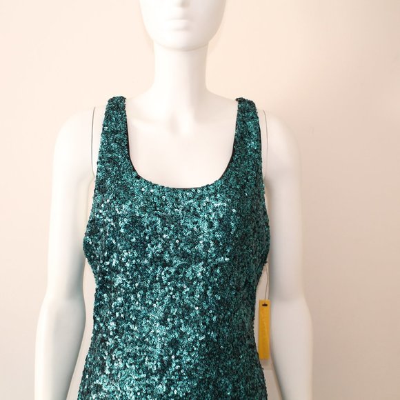 Alice & Olivia Sequin Turquoise Dress Size Medium NWT - Picture 5 of 9
